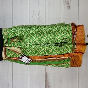 Darn Good Yarn Sari Silk Wrap Skirt Tea XL/Plus